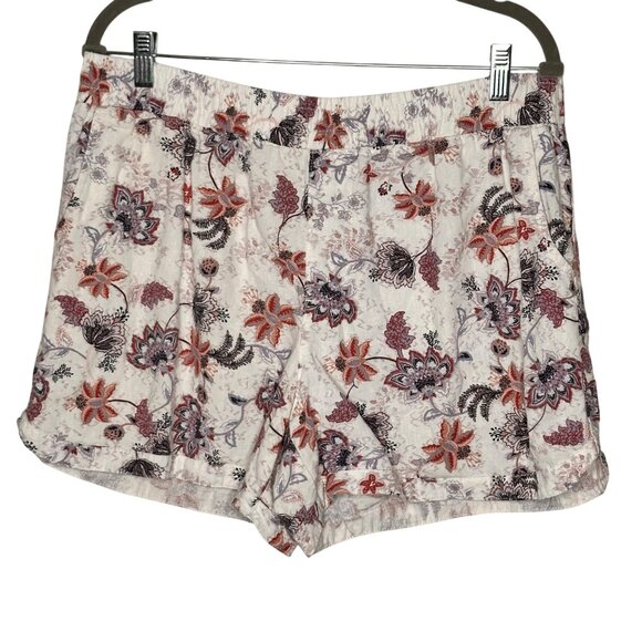 Maurices Floral Linen Blend Casual Shorts Womens L Pockets Beachy Dressy Boho - Picture 1 of 7